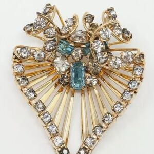 Vintage 1/20-12K Gold M&S Rhinestones 1920's Art Deco Brooch Pendant